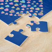 エレガント可愛いカラフルハートパターンデザイン ジグソーパズル (側面)