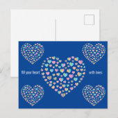 エレガント可愛いカラフルハートパターンデザイン ポストカード (正面/裏面)