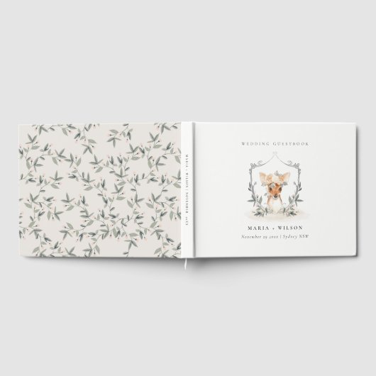エレガント可愛いダスキーディアーフローラ結婚クレスト ゲストブック (全面)