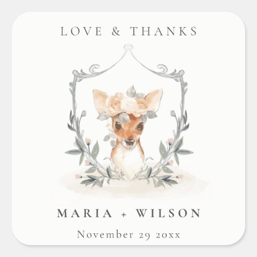 エレガント可愛いダスキーディアーフローラ結婚クレスト スクエアシール (正面)