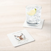 エレガント可愛いダスキーディアーフローラ結婚クレスト スクエアペーパーコースター (インサイチュ)