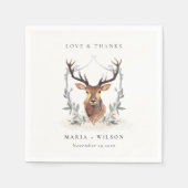 エレガント可愛いダスキーディアーフローラ結婚クレスト スタンダードカクテルナプキン (正面)