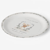 エレガント可愛いダスキーディアーフローラ結婚クレスト ペーパープレート (アングル)