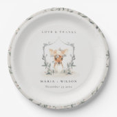 エレガント可愛いダスキーディアーフローラ結婚クレスト ペーパープレート (正面)