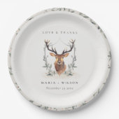 エレガント可愛いダスキーディアーフローラ結婚クレスト ペーパープレート (正面)