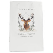 エレガント可愛いダスキーディアーフローラ結婚クレスト ミディアムペーパーバッグ (正面)