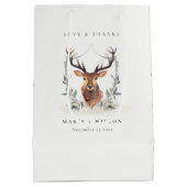 エレガント可愛いダスキーディアーフローラ結婚クレスト ミディアムペーパーバッグ (裏面)