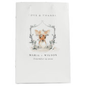 エレガント可愛いダスキーディアーフローラ結婚クレスト ミディアムペーパーバッグ (正面)