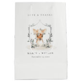 エレガント可愛いダスキーディアーフローラ結婚クレスト ミディアムペーパーバッグ (裏面)