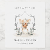 エレガント可愛いダスキーディアーフローラ結婚クレスト ワインラベル (シングルラベル)