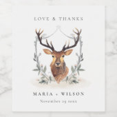 エレガント可愛いダスキーディアーフローラ結婚クレスト ワインラベル (シングルラベル)