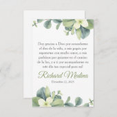 エレガント可愛い緑離れのスペインの人 サンキューカード (正面/裏面)