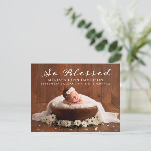 エレガント台本ベビーガール写真誕生のお知らせ 案内状 (スタンド正面)