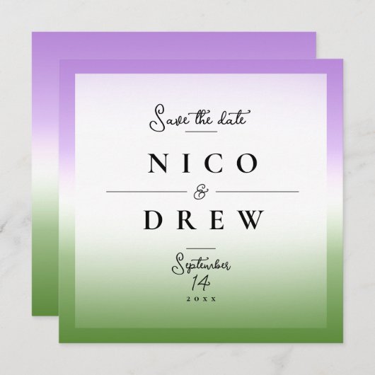 エレガント同性愛者結婚プライド セーブザデート (正面/裏面)