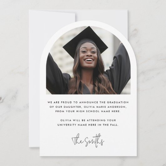 エレガント名写真卒業発表 招待状 (裏面)