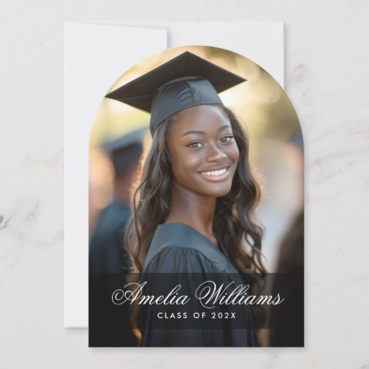 エレガント名写真卒業発表 招待状 (正面)