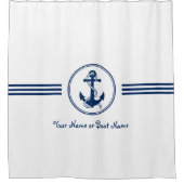 エレガント名前をカスタムするいかり&ロープ シャワーカーテン (正面)