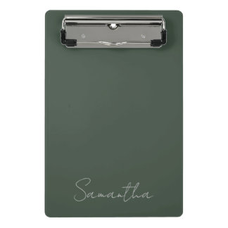 エレガント名前をカスタムするグリーンブルー ミニクリップボード