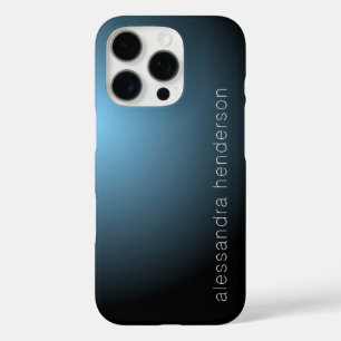エレガント名前をカスタムするネイビーブルーグラデーションブラック iPhone 16 PROケース
