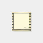 エレガント名前をカスタムするブラック金ゴールドホイル絵を描 ストライプの ポストイット (正面)