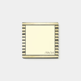 エレガント名前をカスタムするブラック金ゴールドホイル絵を描 ストライプの ポストイット