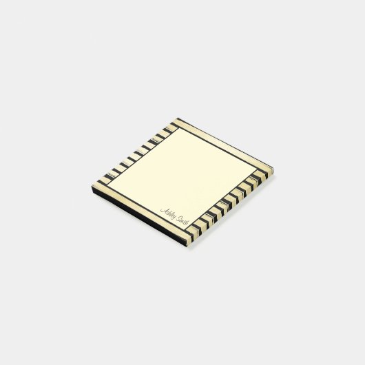 エレガント名前をカスタムするブラック金ゴールドホイル絵を描 ストライプの ポストイット (アングル)