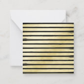 エレガント名前をカスタムするブラック金ゴールド絵を描ストライプの箔 ノートカード (裏面)