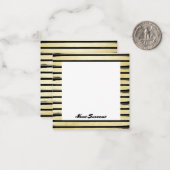 エレガント名前をカスタムするブラック金ゴールド絵を描ストライプの箔 ノートカード (正面/裏面インサイチュ)