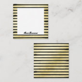 エレガント名前をカスタムするブラック金ゴールド絵を描ストライプの箔 ノートカード (正面/裏面)