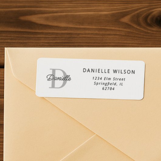 エレガント名前をカスタムするミニマルモノグラムシンプルシック ラベル