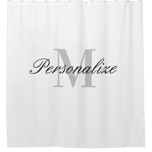 エレガント名前をカスタムするモノグラム白黒 シャワーカーテン (正面)