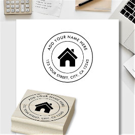 エレガント名前をカスタムするロゴ差出人住所 ラバースタンプ