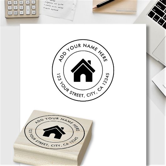 エレガント名前をカスタムするロゴ差出人住所 ラバースタンプ
