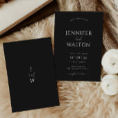エレガント名前をカスタムする黒結婚式招待状 招待状