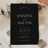 エレガント名前をカスタムする黒結婚式招待状 招待状