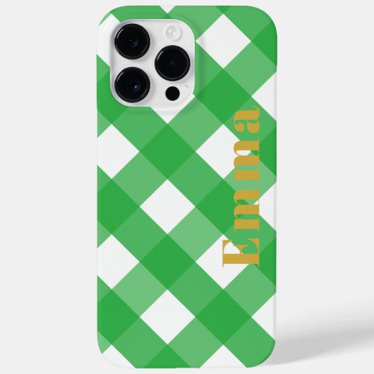 エレガント名門私立校風のモダンGreen Plaid Checkモノグラム Case-Mate iPhoneケース (裏面)