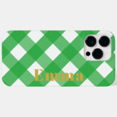 エレガント名門私立校風のモダンGreen Plaid Checkモノグラム Case-Mate iPhoneケース (裏面 (横))