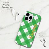 エレガント名門私立校風のモダンGreen Plaid Checkモノグラム Case-Mate iPhoneケース