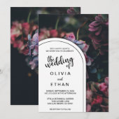 エレガント咲きピンクのバラ結婚式招待状 招待状 (正面/裏面)