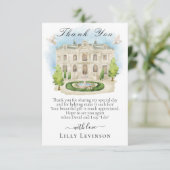 エレガント噴水のある会場、花ブライダルシャワー サンキューカード (スタンド正面)