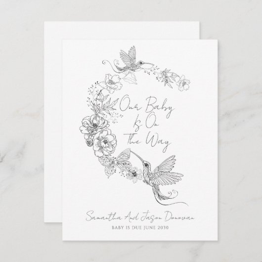 エレガント図解入りの、写真付きのフローラリース 案内状 (正面/裏面)