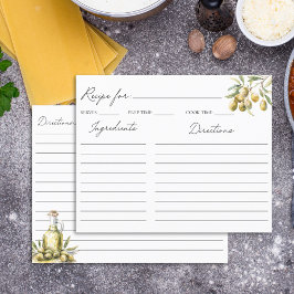 エレガント地中海のオリーブファミリーレシピカード