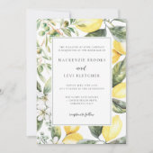 エレガント地中海のガーデン結婚レモン 招待状 (正面)