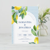 エレガント地中海のシンプル植物学結婚の 招待状 (スタンド正面)