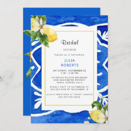 エレガント地中海のフローラブライダルシャワー 招待状