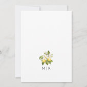 エレガント地中海のモダンレモ結婚ン 招待状 (裏面)