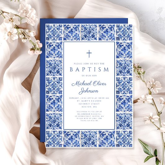 エレガント地中海の洗礼式 招待状