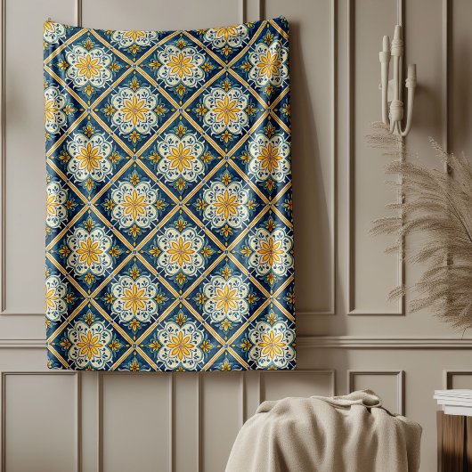 エレガント地中海の海インスパイア風 フリースブランケット