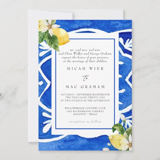 エレガント地中海の結婚式招待状 招待状 (正面)