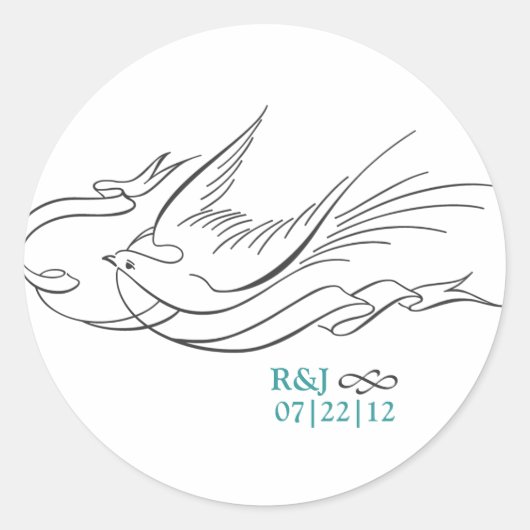 エレガント型結婚モノグラム ラウンドシール (正面)